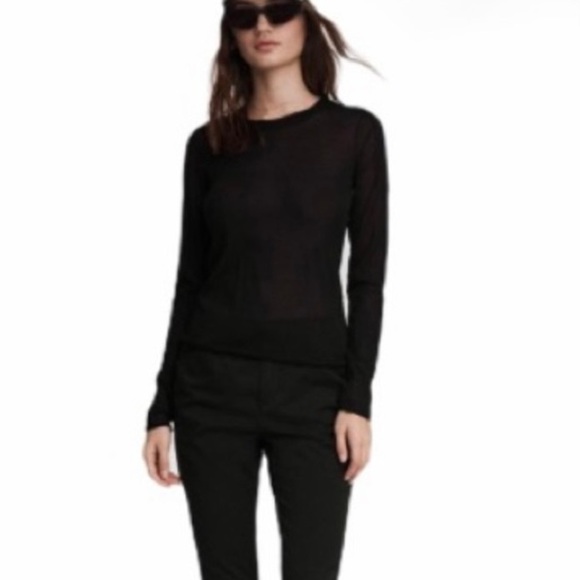 RAG & BONE Long Sleeve Wool Silk Tee Sheer - Picture 4 of 8